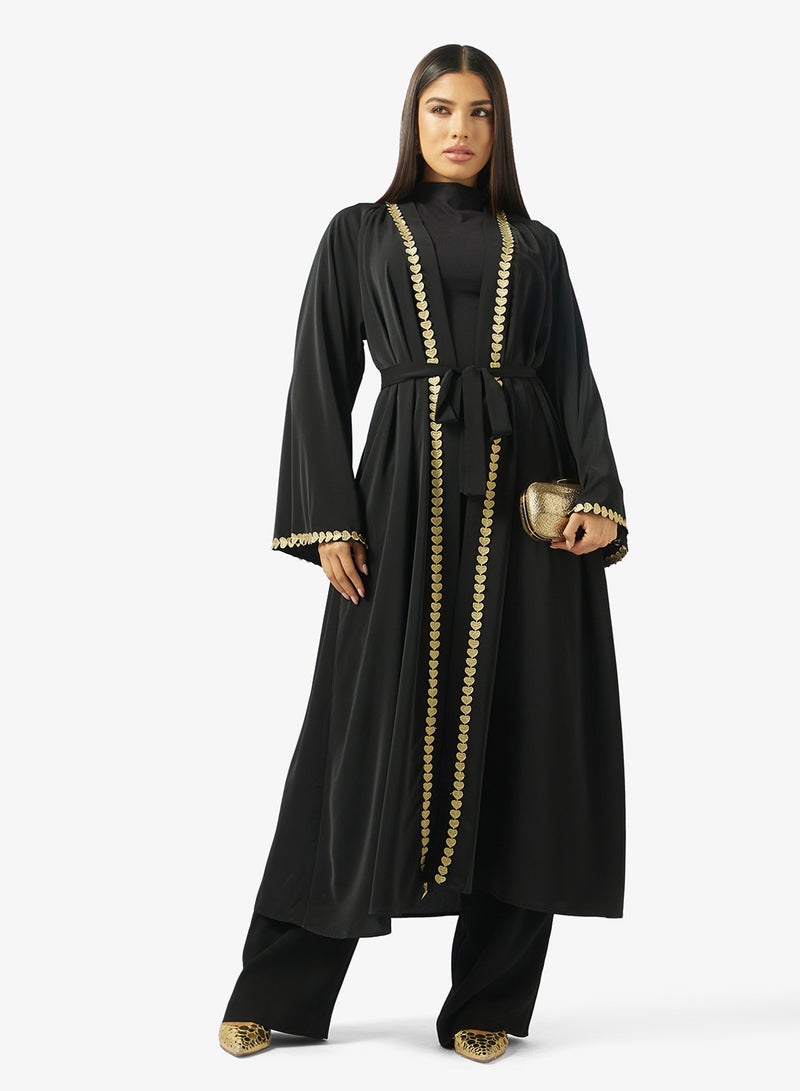 Khizana Basic Abaya With Contrast Hem - Image 1